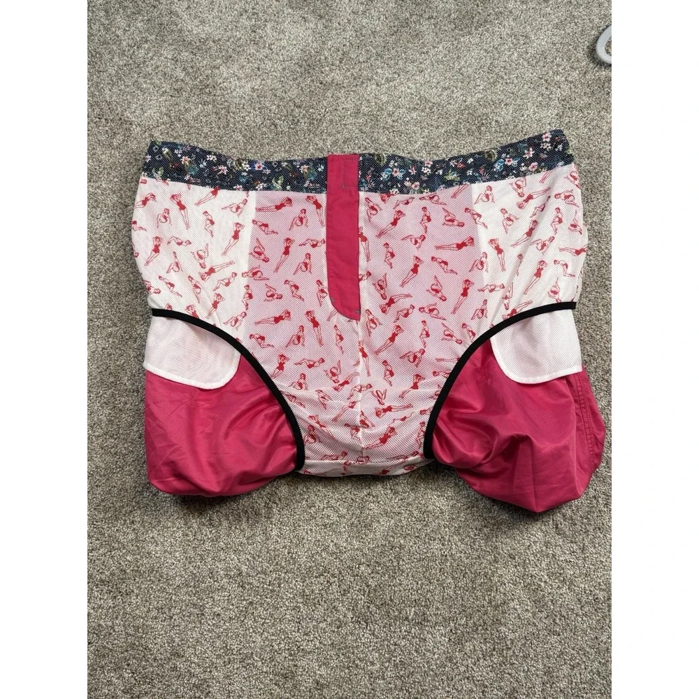 Robert Graham Mens 2XL Swim Trunks Shorts Pink Floral Trim Mesh Lined Pocket Zip